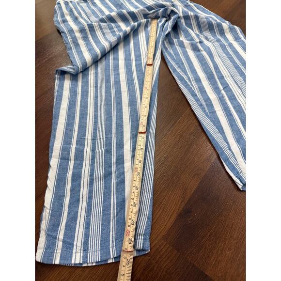 Maeve Anthropologie Linen Blue Striped Pants Beachy Coastal Boho Casual Sz 10 - Picture 6 of 7